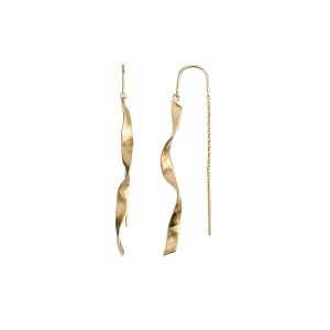 Stine A Long Twisted Hammered Earring with Chain Gold
