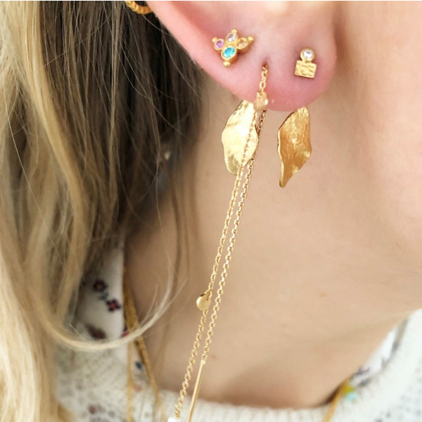 Tres Petit La Mer Earring With Stone Gold d