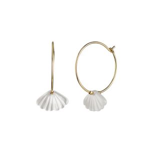 Stine A Hoop with White Seashell Earring Gold