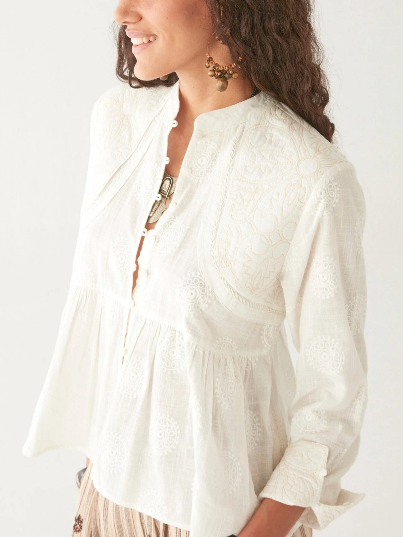 Ariana Blouse – Mosaique Ivory