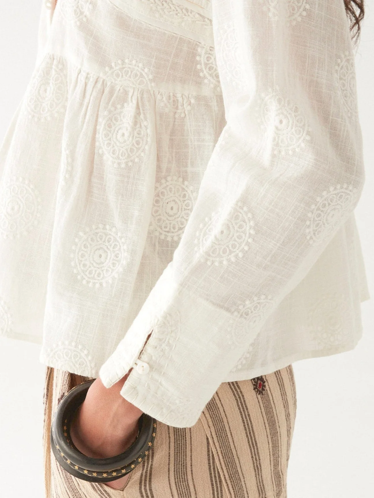 Ariana Blouse – Mosaique Ivory - Billede 4