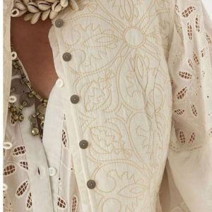 Sandro Vest Tesela Ivory front closeup