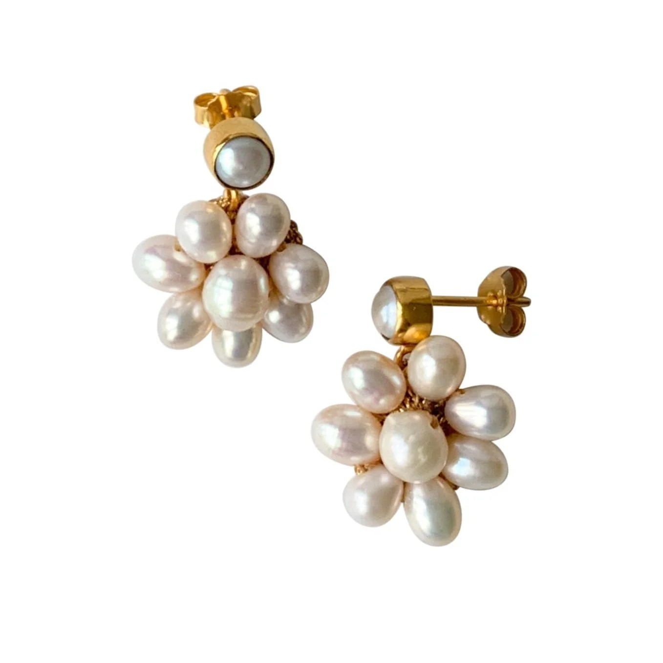 Ibu Stud Flower Pearl Earrings